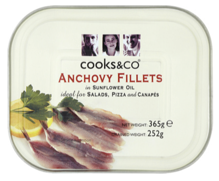 115011 SAV. Anchovy Fillets in Sunflower Oil Cookes & Co 365g