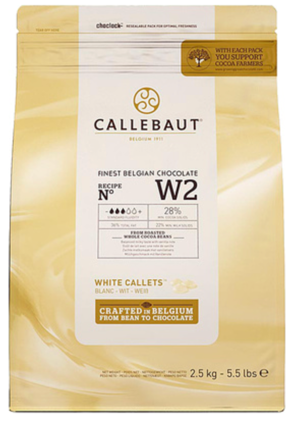 108275 SAV.- White Choc drops Callets Belgian 28% Callebaut 2.5kg