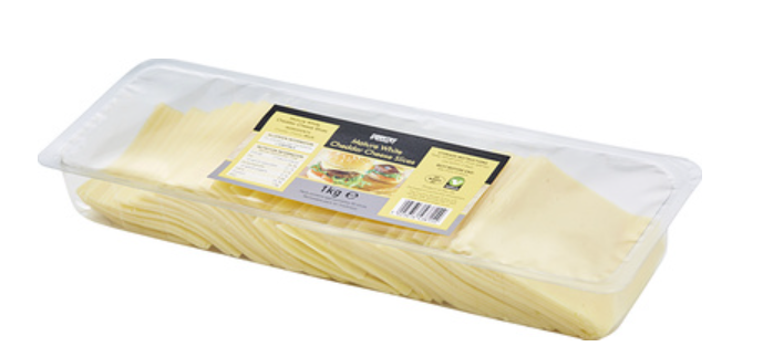 269148 SAV. Mature White Cheddar Cheese Slices CR 1kg (50)