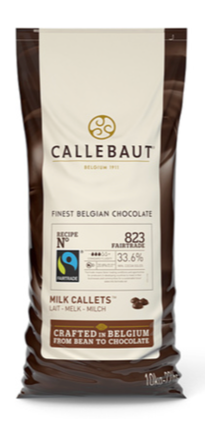 108281 SAv. Callebaut Fair Trade Milk Chocolate Callets 33.6% 10kg
