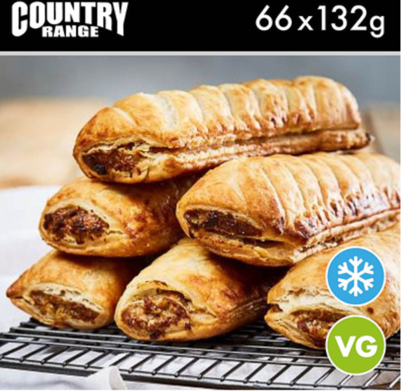 313995 SAV. Country Range Vegan Sausage Roll (6 Inch) 72x132g