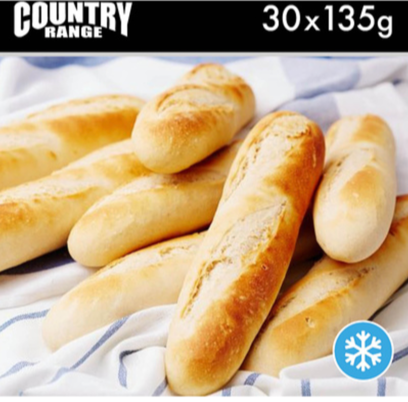 387314 SAV. Country Range Small White Baguettes (Part Baked) (10 inch) 30x135g