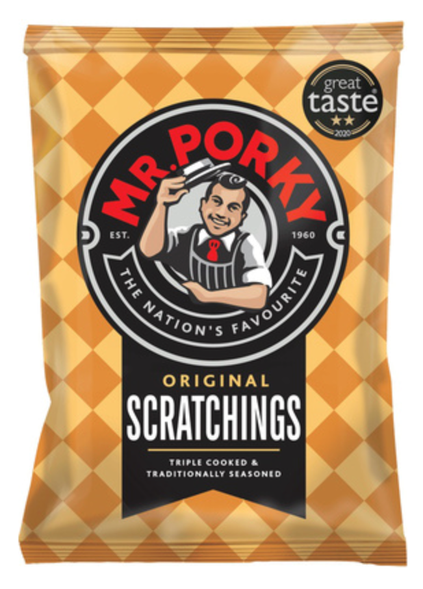 124038 SAV. Mr Porky Pork Scratchings 24x45g