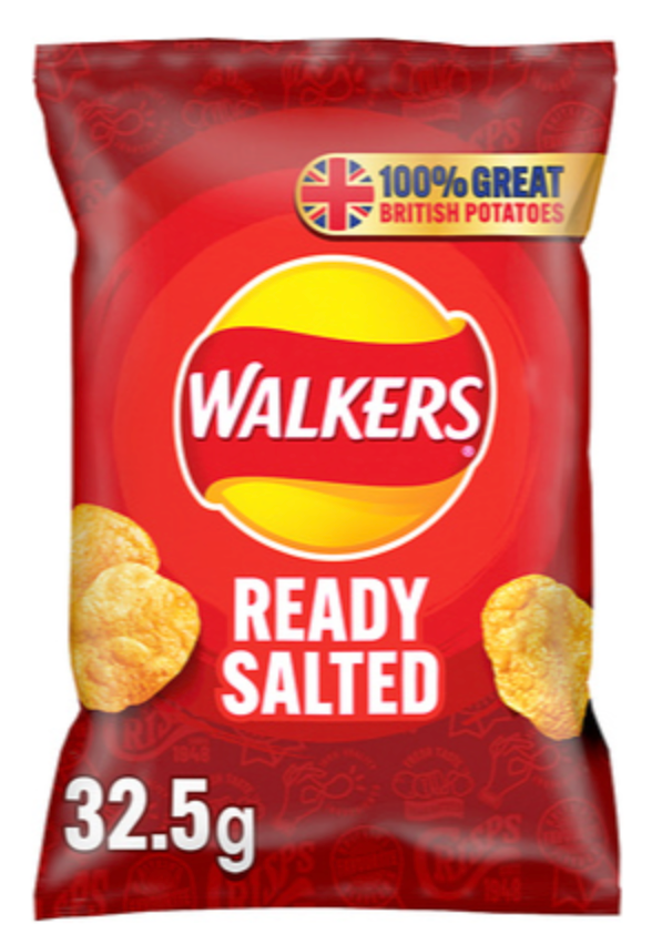 124102 SAV. Walkers Ready Salted Crisps 32x32.5g