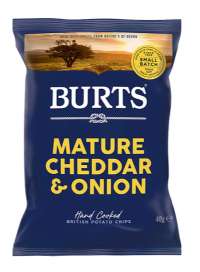 124170 SAV. Burts Mature Cheddar and Onion Crisps 20x40g