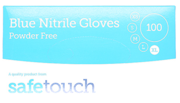 627253 SAV. Nitrile Extra Large Blue Powder Free Gloves 100PR