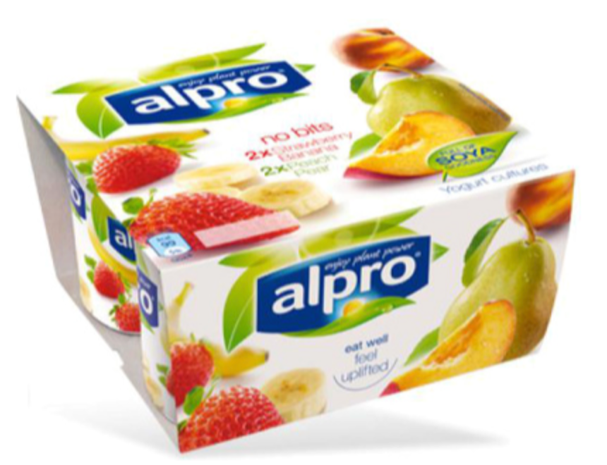 216960 SAV. Alpro Strawberry Banana and Peach No Bits Yoghurt Alternative 24x125g