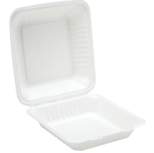 601882 SAV. Natural Leaf Square Bagasse Lunch Box (8 inch) 100PCS