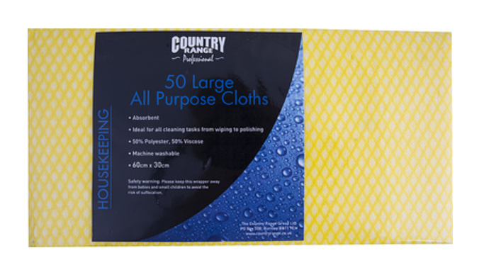 602489 SAV. Country Range Yellow All Purpose Cloths (60 x 30 cm) 50PCS