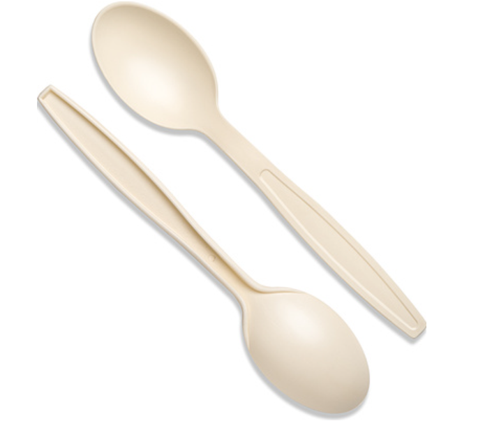 609287 SAV. Natural Leaf Natural Cornstarch Dessert Spoon (6.5 Inch) 100PCS