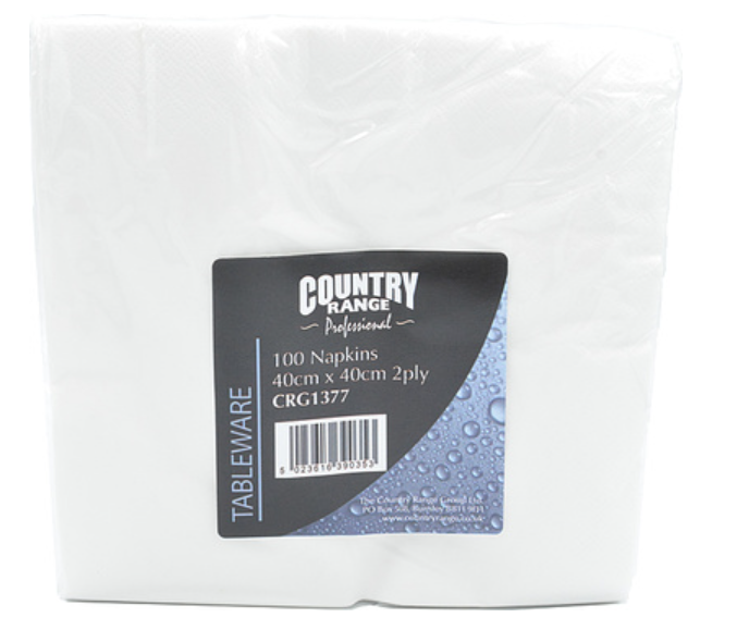 622860 SAV. Country Range White 2 Ply Napkins (40 cm) 100PCS