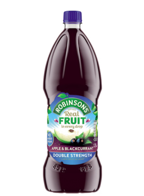133193 SAV. Robinsons Double Concentrate Apple and Blackcurrant Cordial 1.75LTR