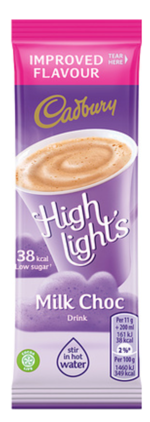 117697 SAV. Cadbury Fairtrade Highlights Stick Pac 30x11gm