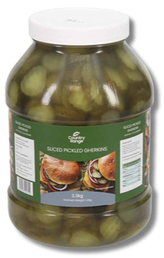 125170 SAV. Country Range Pickled Sliced Gherkins 2.3kg
