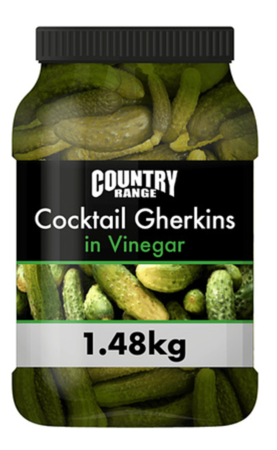 128105 SAV. Country Range Cocktail Gherkins 1.48kg