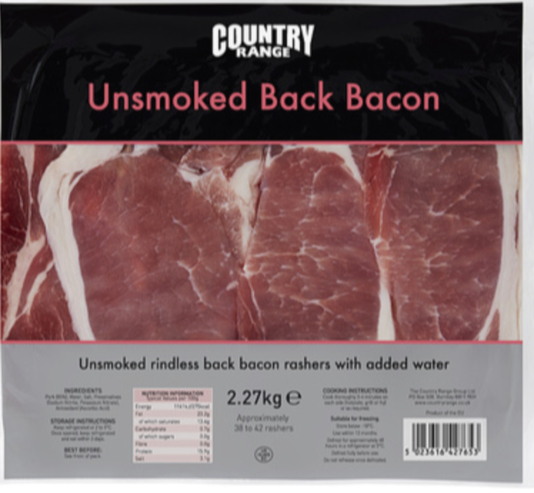 272041 SAV. Country Range Rindless Back Bacon 2.27kg