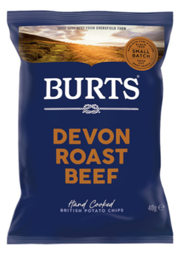 124179 SAV. Burts Devon Roast Beef Crisps 20 x 40G