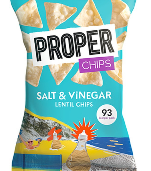 124003 SAV Proper Chips Salt and Vinegar Lentil Chips 20g (24 Pack)