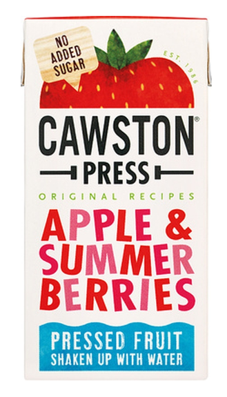153544 SAV. Cawston Press Apple and Summer Berries Fruit Water 200ml (18 Pack)