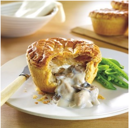 383038 SAV. Frozen Wrights Pies Chicken and Mushroom Baked Pie 220g (12 Pack)
