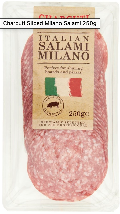 266012 SAV. Chilled Charcuti Sliced Milano Salami 9x250g