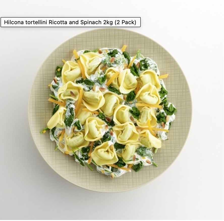 SAV. 392936 Fresh Pasta Frozen Hilcona tortellini Ricotta and Spinach 2x2kg