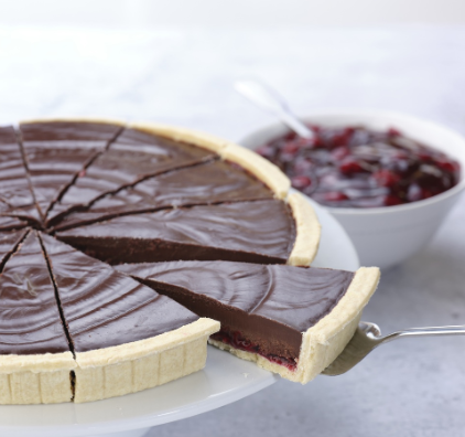 SAV. Frozen Waldron's Patisserie Gluten Free and Vegan Belgian Chocolate and Cherry Tart 12ptn