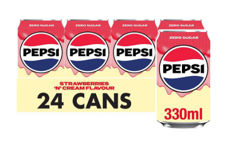 SAV. Pepsi Strawberries and Cream Zero Sugar Can 330ml (24 Pack)