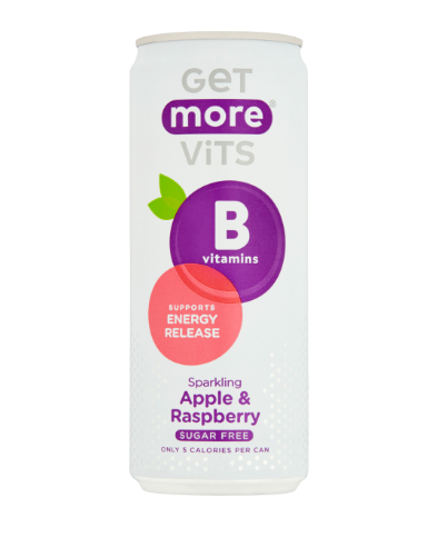 SAV. Get More Vits Sparkling Apple and Raspberry Vit B Can 330ml (12 Pack)