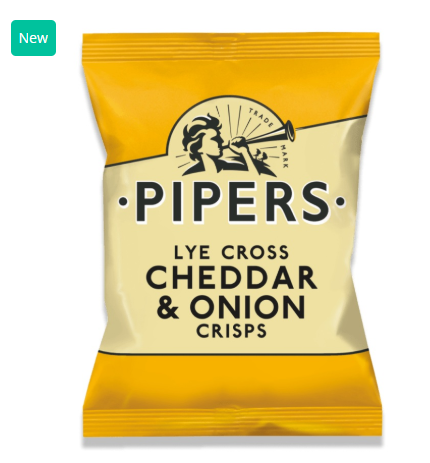 SAV. Pipers Lye Cross Cheddar and Onion Crisps 40g (24 Pack))