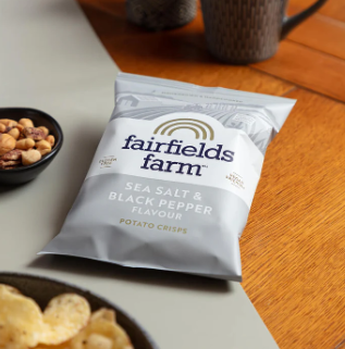Elite. Fairfield's Farm Sea Salt & Black Pepper Crisps 36 x 40g