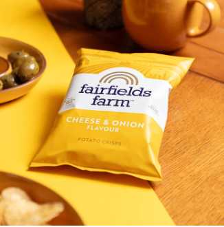 Elite. Fairfield's Farm Cheese & Onion Crisps 36 x 40g