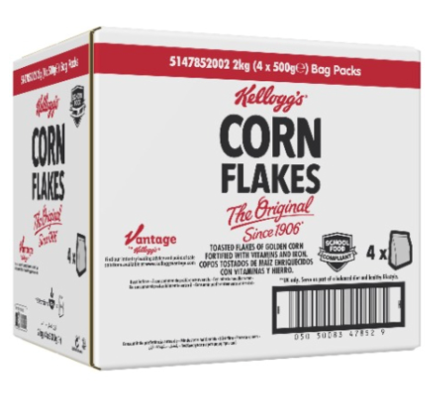 Elite. Kelloggs Cornflakes Cereal Bag Pack 4x500g
