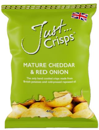 Elite. Just Crisps Mature Cheddar Red Onion Potato Crisps 24x40g