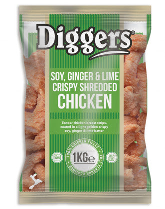 Elite. Diggers Soy Ginger & Lime Shredded Chicken 1Kg
