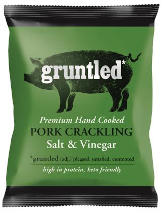 Elite. Gruntled Premium Pork Crackling Salt & Vinegar 20x35g