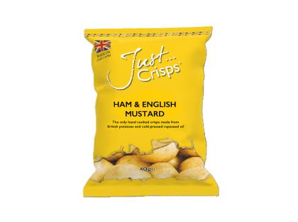 Elite. Just Crisps Ham & English Mustard Potato Crisps 24x40g