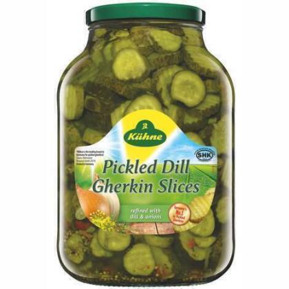 Elite. Kuhne Pickled Dill Gherkin slices (Glass Jar)  2.45kg