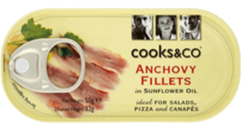 104021 SAV. Anchovy Fillets in sunflower Oil Cookes & Co x10