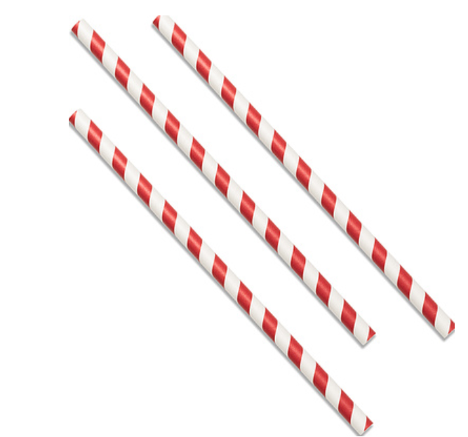 609296 SAV. Jazz Cafe Red Stripe Straight Paper Straws (8 Inch) 250PCS