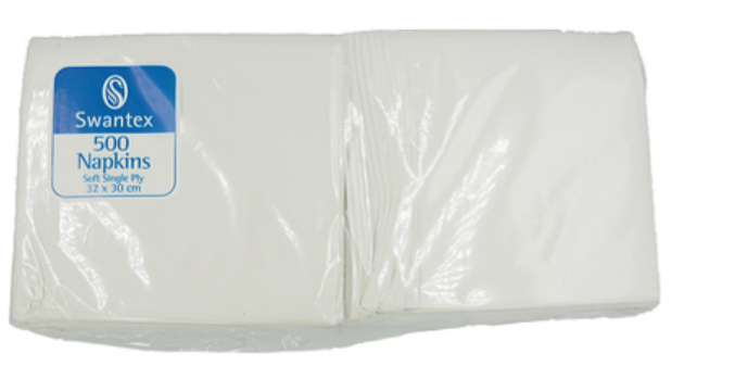 629498 SAV. Swantex White 1 Ply Napkins (32 cm)  500PCS