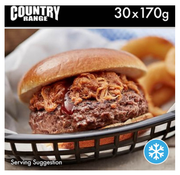 382034 SAV. Country Range Gourmet Steak Beef Burger (99 %) (170 g) 30 x 170G