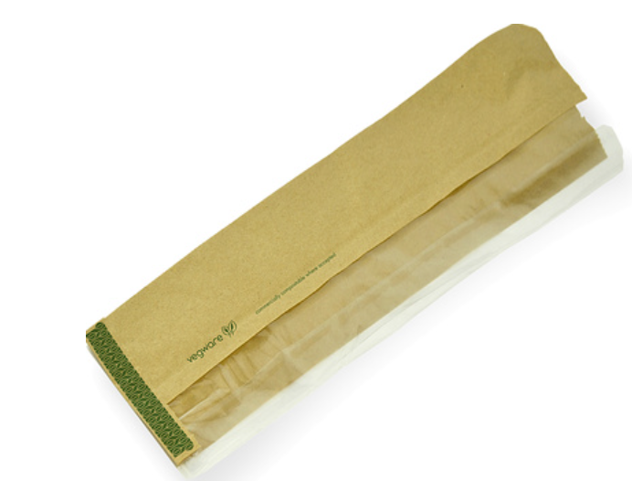 609020 SAV. Vegware Side-Window Baguette Bag (4 x 6 x 14 inch) 1 x 1000PCS