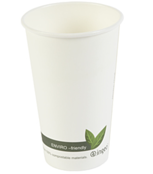 609280 SAV. Ingeo 16oz PLA Biodegradable Single Wall Paper Cup 50PCS