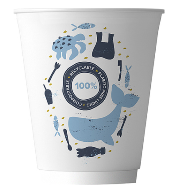609367 SAV. Dispo 8oz Double Wall Compostable Aqueous Cups x25PCS