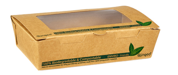 624282 SAV. Ingeo PLA Tuck Top Kraft Window Salad Boxes (500 ml) 50PCS