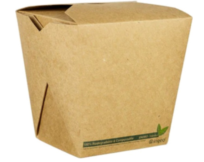 624284 SAV. Ingeo Compostable PLA Square Kraft Food Pail (26 oz) 50PCS