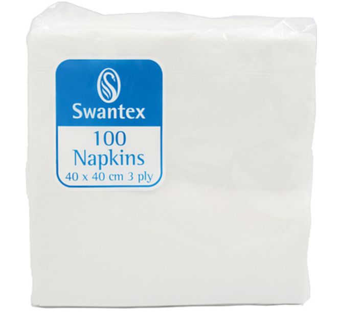 626541 SAV. Swantex White 3 Ply Napkins (40 cm) 100PCS