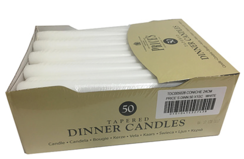 624032 SAV. Prices White Tapered Candles (10 inch)  6x10 pcs