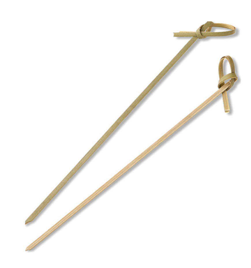 624115 SAV. Natural Leaf Looped Round Knot Bamboo Skewer (Approx. 90mm/3.5)  x250